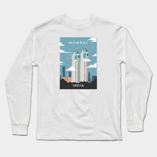 Mumbai, India. Retro travel poster Long Sleeve T-Shirt